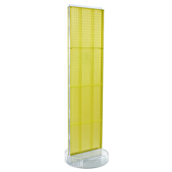 2 Sided-Yellow Pegboard Floor Display On A Revolving Round Studio Base